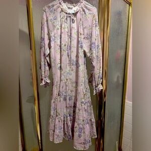 EUC Peach Love Brand Lilac Flower Maxi Dress Size M